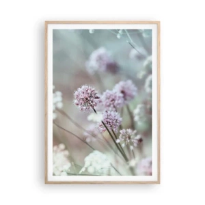 Affiche dans un chêne clair - Poster - Herbes douces en filigrane - 70x100 cm