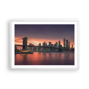 Affiche dans un cadre blanc - Poster - Immergé dans le silence lilas - 70x50 cm