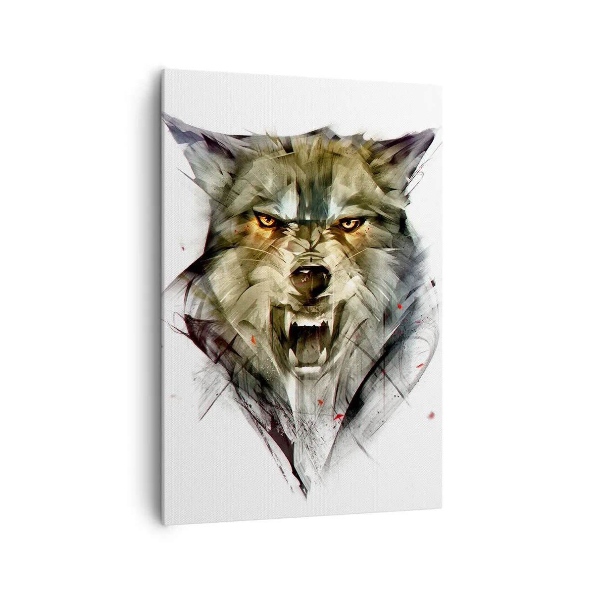 Impression sur toile - Image sur toile - Un loup dangereux sous une forme dynamique et artistique - 70x100cm - Pas un pas ! - Décoration murale moderne pour le salon et la chambre ARTTOR
