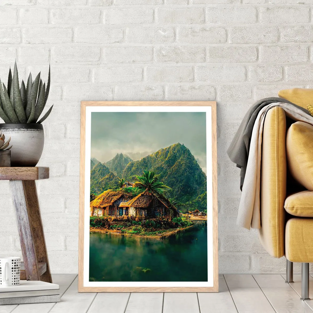 Affiche dans un chêne clair - Poster - Paradis tropical - 61x91 cm