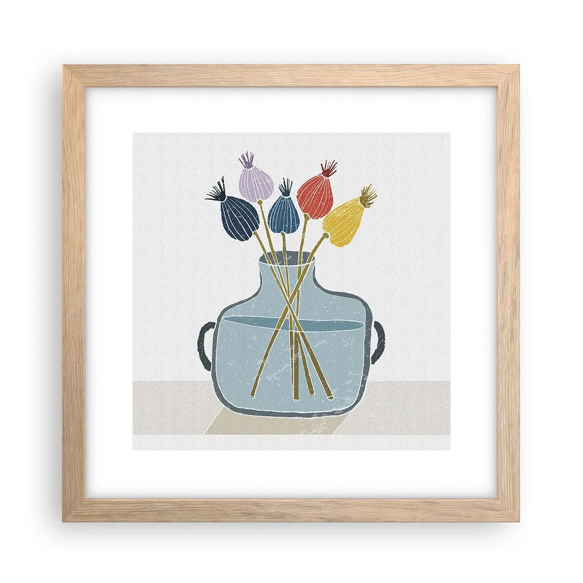 Affiche dans un chêne clair - Poster - Comme s'il avait semé des graines de pavot - 30x30 cm