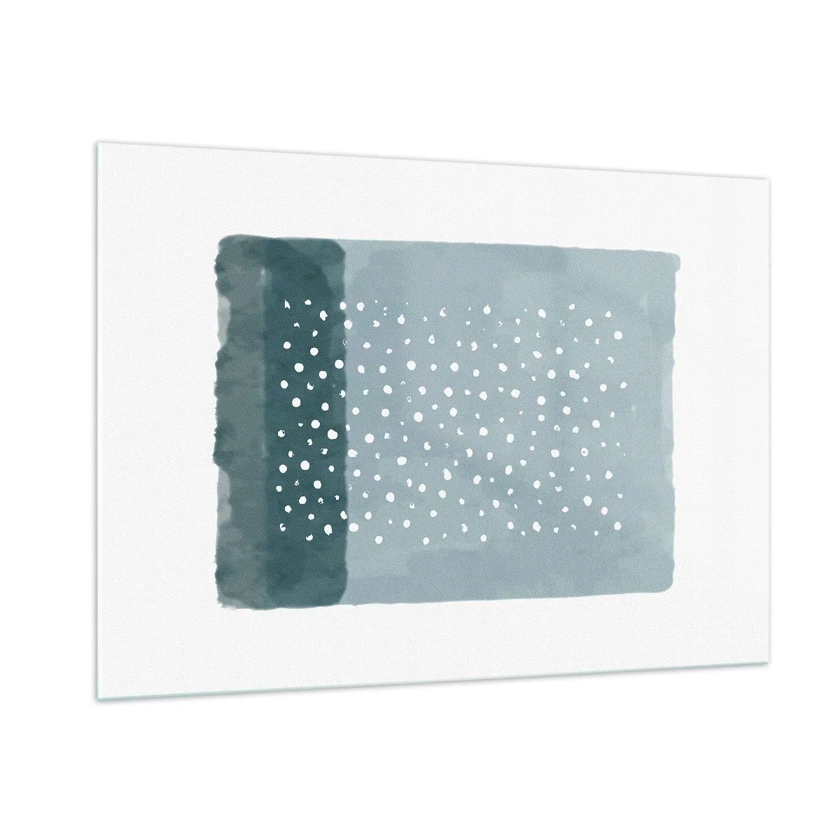 Impression sur verre - Image sur verre - Une peinture abstraite dans des tons de bleu avec des points blancs. - 100x70cm - Évolution de bleus - Décoration murale moderne pour le salon et la chambre ARTTOR