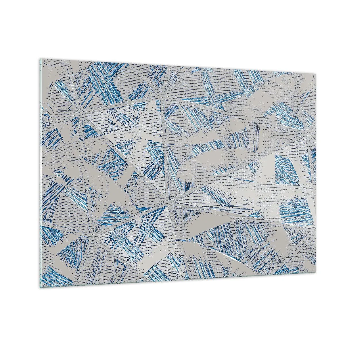 Impression sur verre - Image sur verre - Motifs géométriques dans les tons de gris et de bleu - 100x70cm - Dans un labyrinthe bleu-gris - Décoration murale moderne pour le salon et la chambre ARTTOR