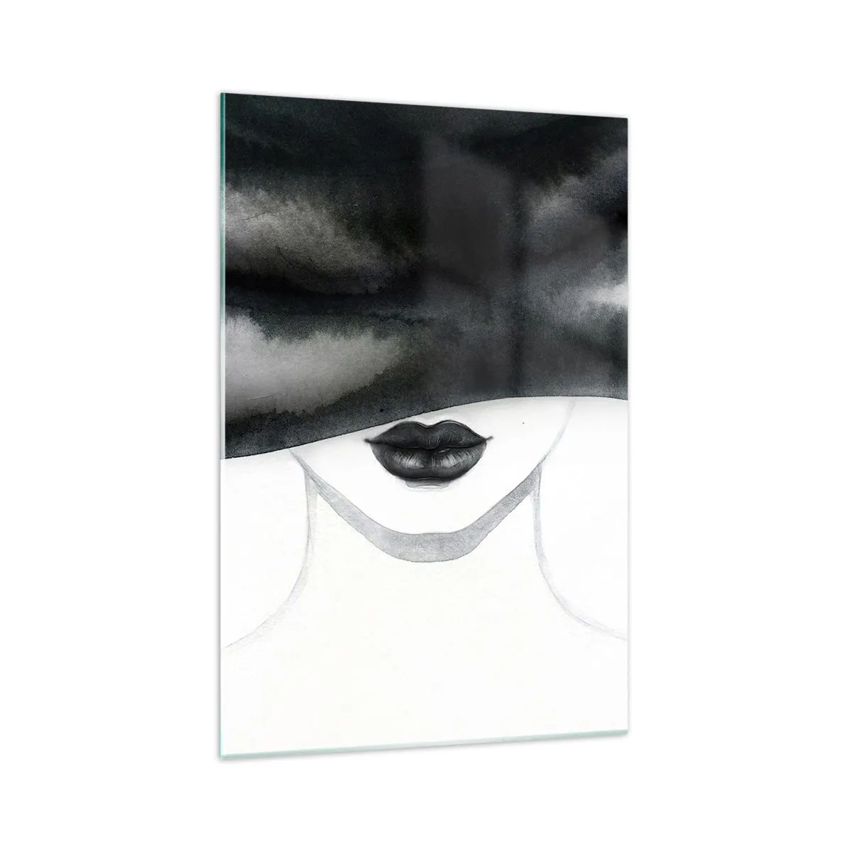 Impression sur verre - Image sur verre - Un portrait subtil d'une femme au visage couvert dans un style monochrome. - 70x100cm - Un mystère sensuel - Décoration murale moderne pour le salon et la chambre ARTTOR