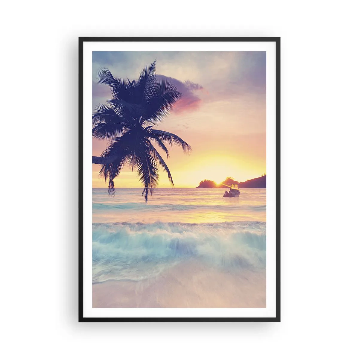 Affiche dans un cadre noir - Poster - Une soirée à la baie - 70x100 cm