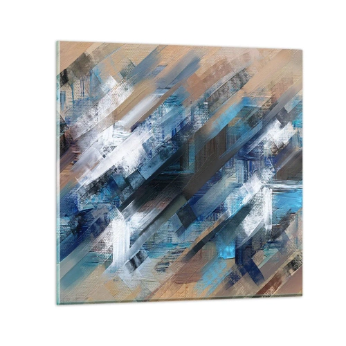 Impression sur verre - Image sur verre - Diagonale de bleus - 30x30 cm