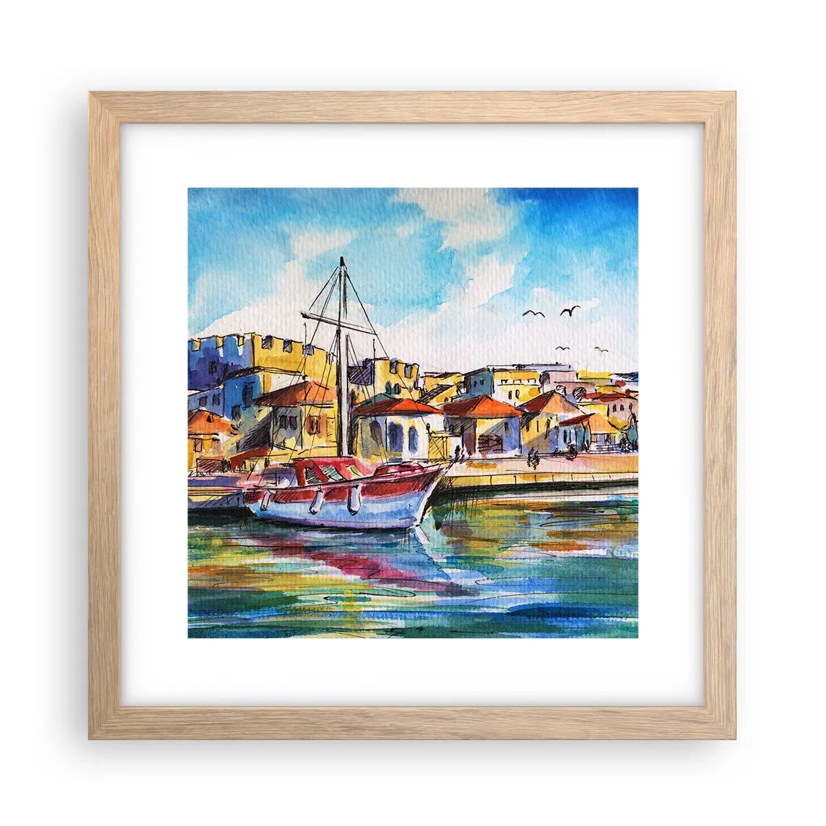 Affiche dans un chêne clair - Poster - Après-midi arc-en-ciel - 30x30 cm