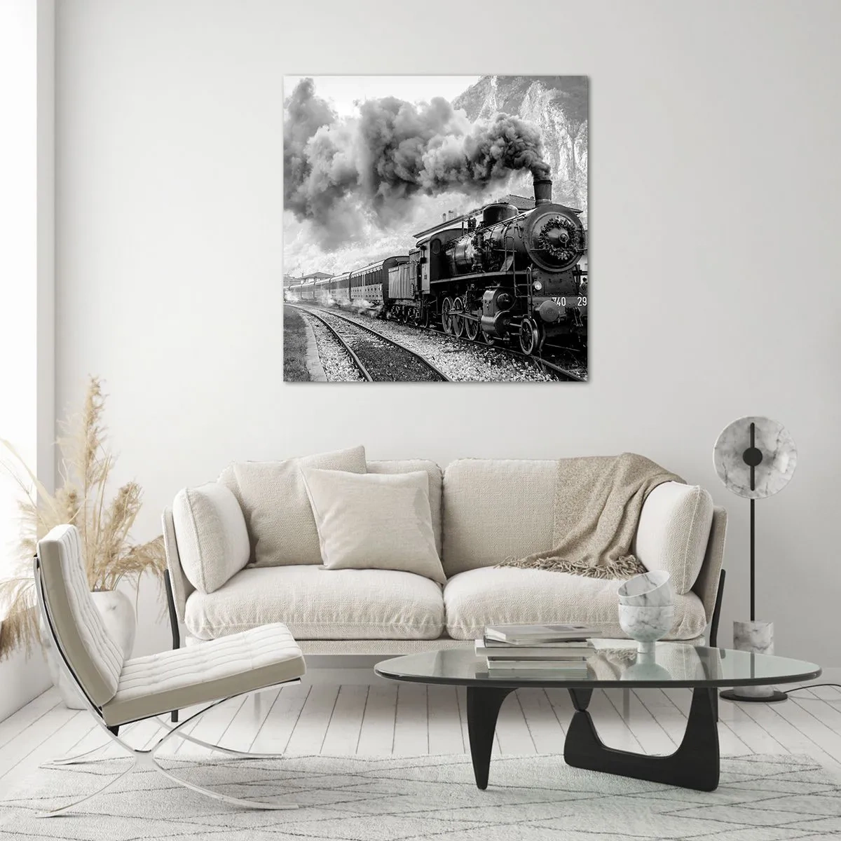 Impression sur verre - Image sur verre - Attend à la gare... - 50x50 cm