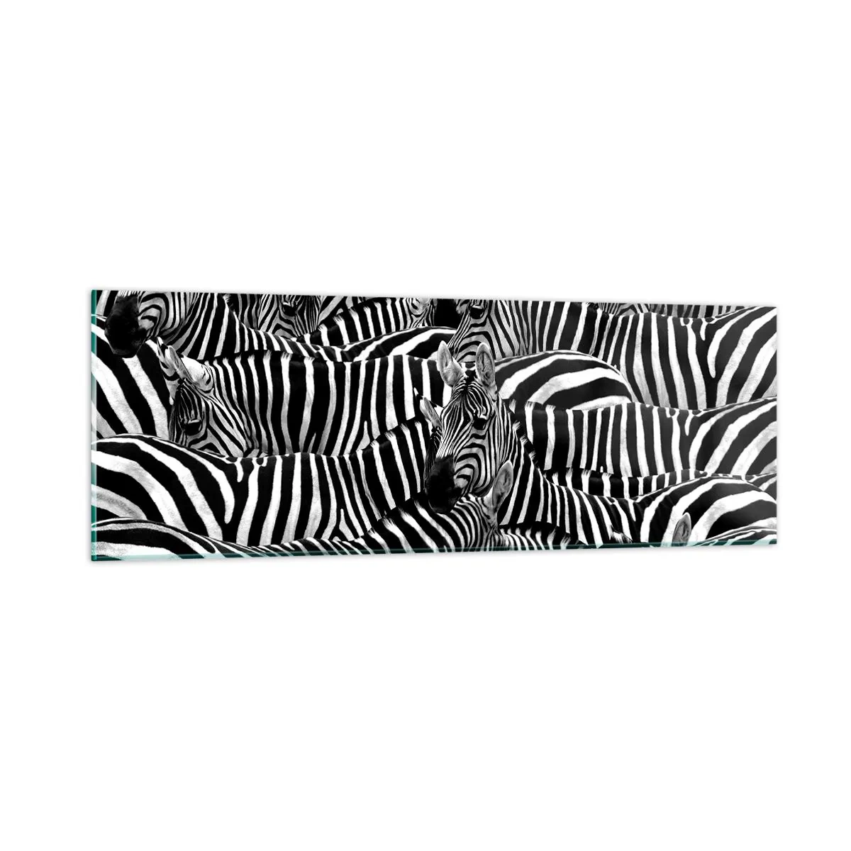 Impression sur verre - Image sur verre - Portrait collectif à rayures - 90x30 cm