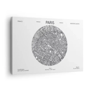 Impression sur toile - Image sur toile - Carte de Paris dans un style minimaliste - 70x50cm - Anatomie de Paris - Décoration murale moderne pour le salon et la chambre ARTTOR
