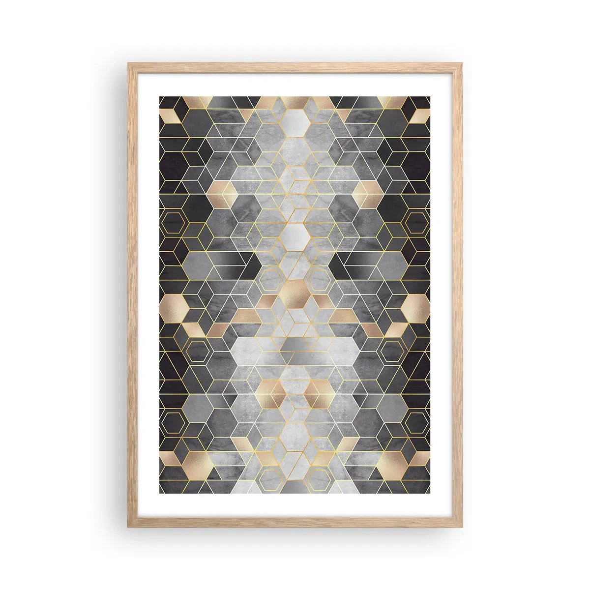 Affiche dans un chêne clair - Poster - Composition de diamants - 50x70 cm