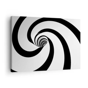 Impression sur toile - Image sur toile - Spirale abstraite noire et blanche avec un effet tourbillonnant - 70x50cm - Céder au vortex ? - Décoration murale moderne pour le salon et la chambre ARTTOR