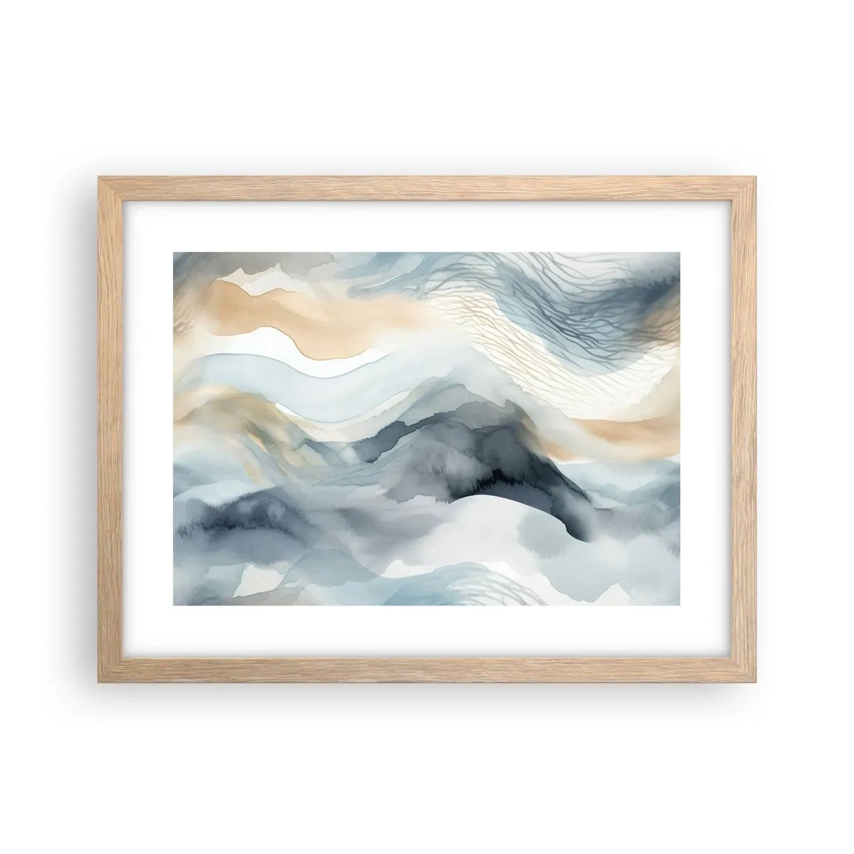 Affiche dans un chêne clair - Poster - Abstraction enneigée et brumeuse - 40x30 cm