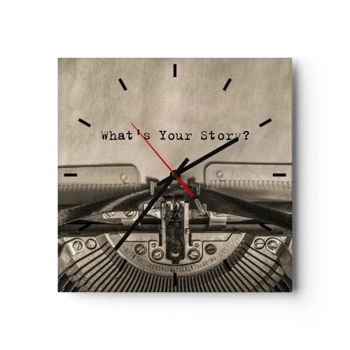 Horloge murale - Pendule murale - Une machine à écrire avec les mots « Quelle est votre histoire ? » - 30x30cm - Réponds-moi - Décoration murale moderne pour le salon et la chambre ARTTOR