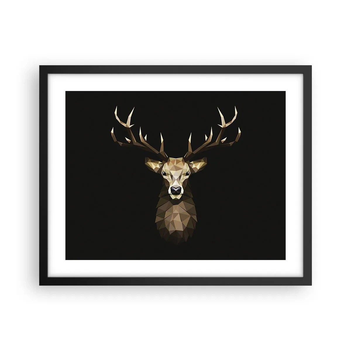 Affiche dans un cadre noir - Poster - Cerf cubique - 50x40 cm