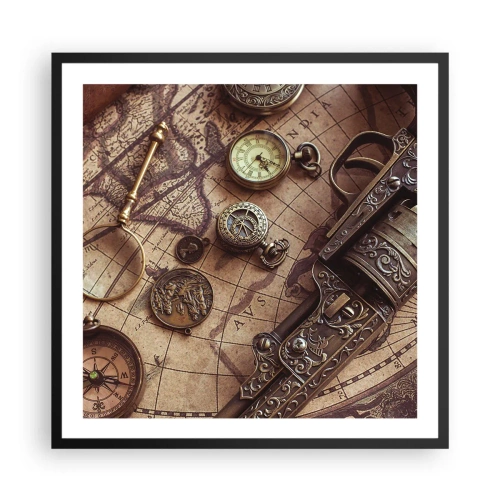 Affiche dans un cadre noir - Poster - L'aventure appelle - 60x60 cm