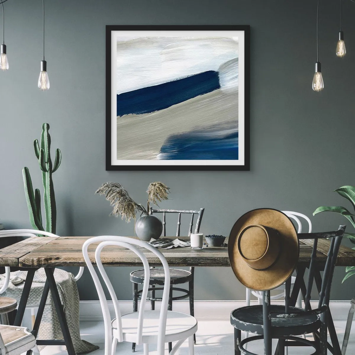 Affiche dans un cadre noir - Poster - Rencontre avec la blancheur - 60x60 cm