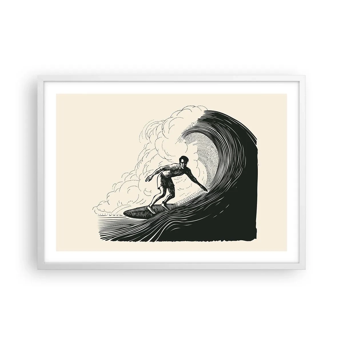 Affiche dans un cadre blanc - Poster - Le roi de la vague - 70x50 cm