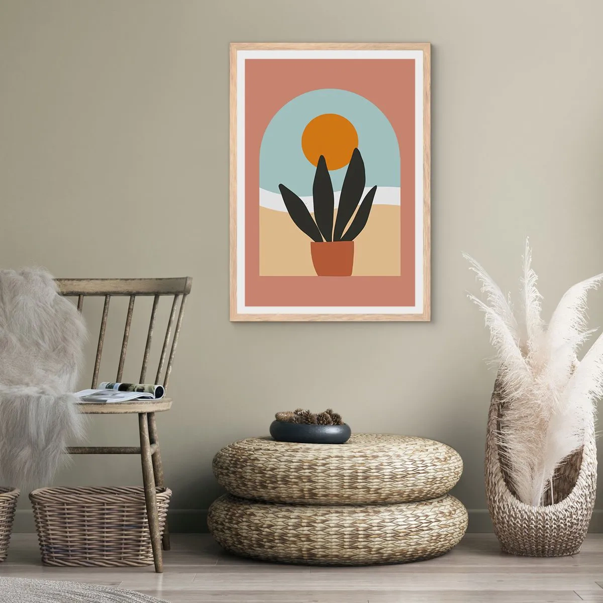 Affiche dans un chêne clair - Poster - Petits bonheurs - 61x91 cm