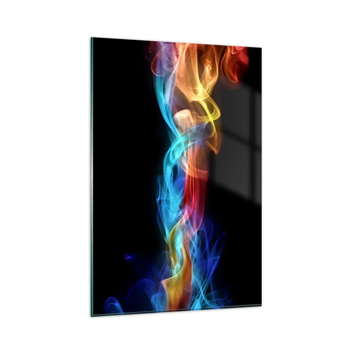 Impression sur verre - Image sur verre - Fumée colorée sur fond noir - 80x120cm - Danse arc-en-ciel du brouillard - Décoration murale moderne pour le salon et la chambre ARTTOR