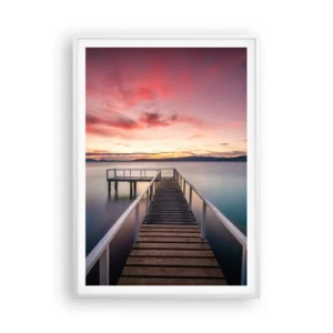 Affiche dans un cadre blanc - Poster - La douce flamme du soir - 70x100 cm