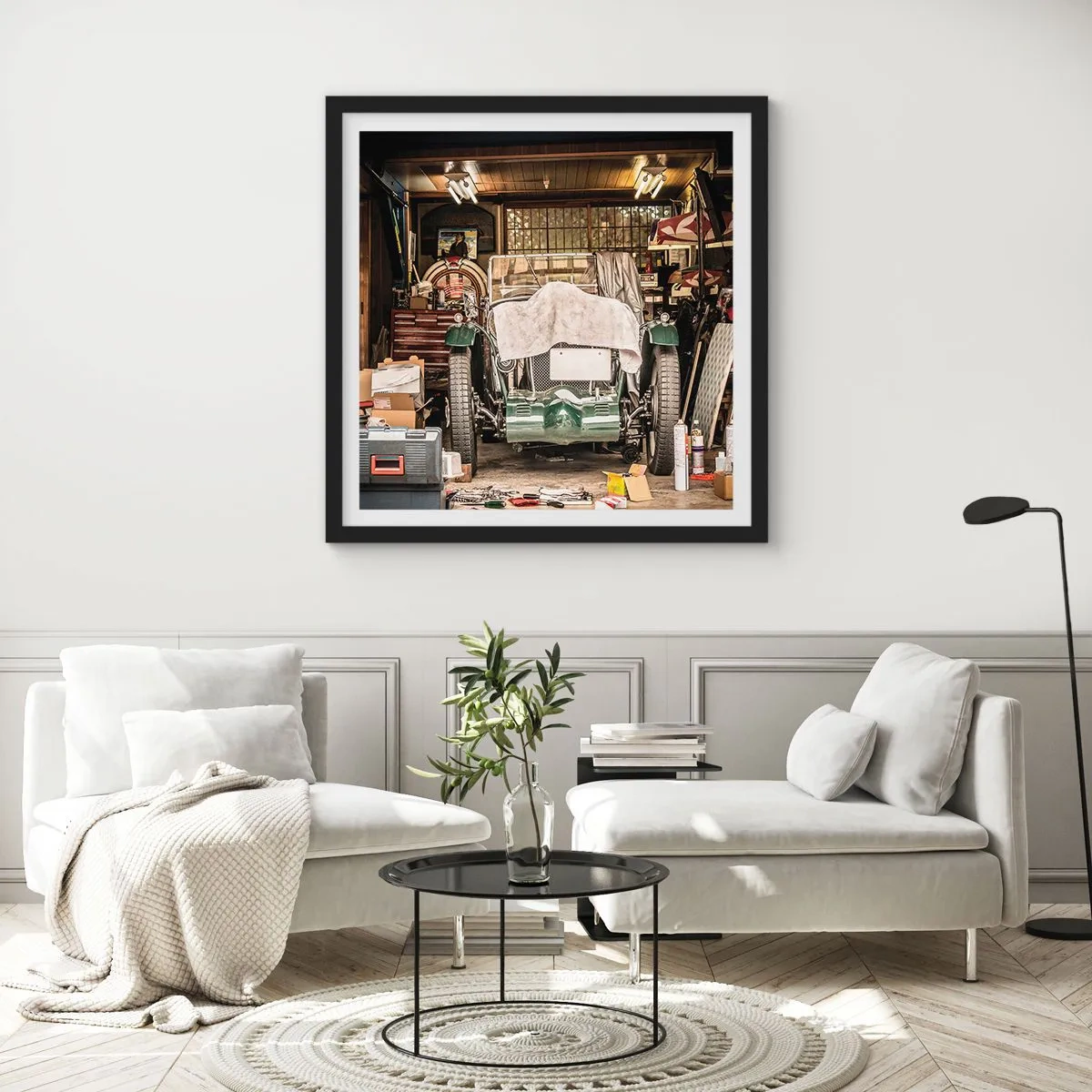 Affiche dans un cadre noir - Poster - Retour vers le passé - 60x60 cm