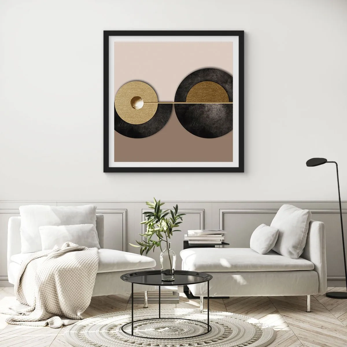 Affiche dans un cadre noir - Poster - Variations autour du cercle - 40x40 cm