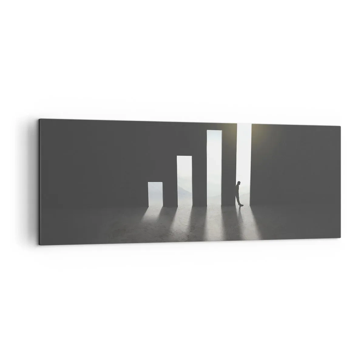 Impression sur toile - Image sur toile - Croissance symbolique sous forme de passages éclairés par la lumière - 140x50cm - Succès – impression - Décoration murale moderne pour le salon et la chambre ARTTOR