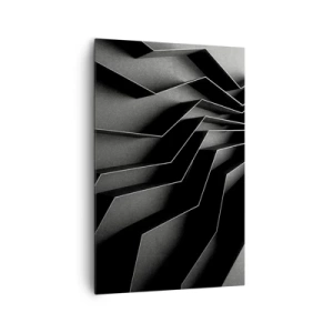 Impression sur toile - Image sur toile - Abstraction en noir et blanc avec des structures géométriques - 80x120cm - Ordre spatial - Décoration murale moderne pour le salon et la chambre ARTTOR