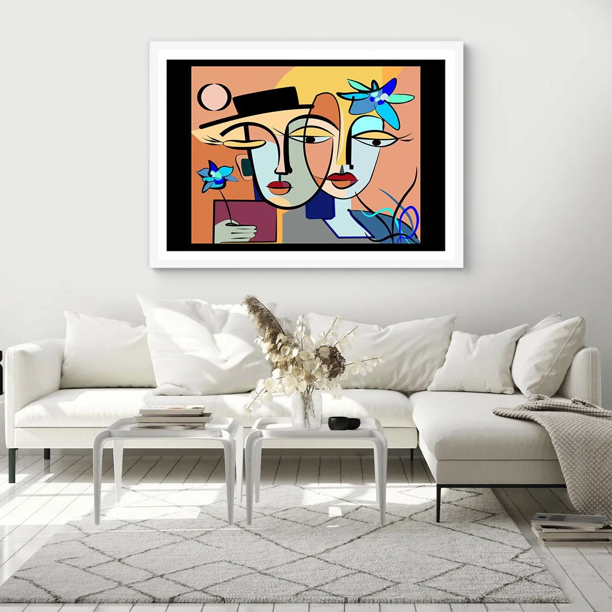 Affiche dans un cadre blanc - Poster - Le Rendez-vous de Picasso - 70x50 cm