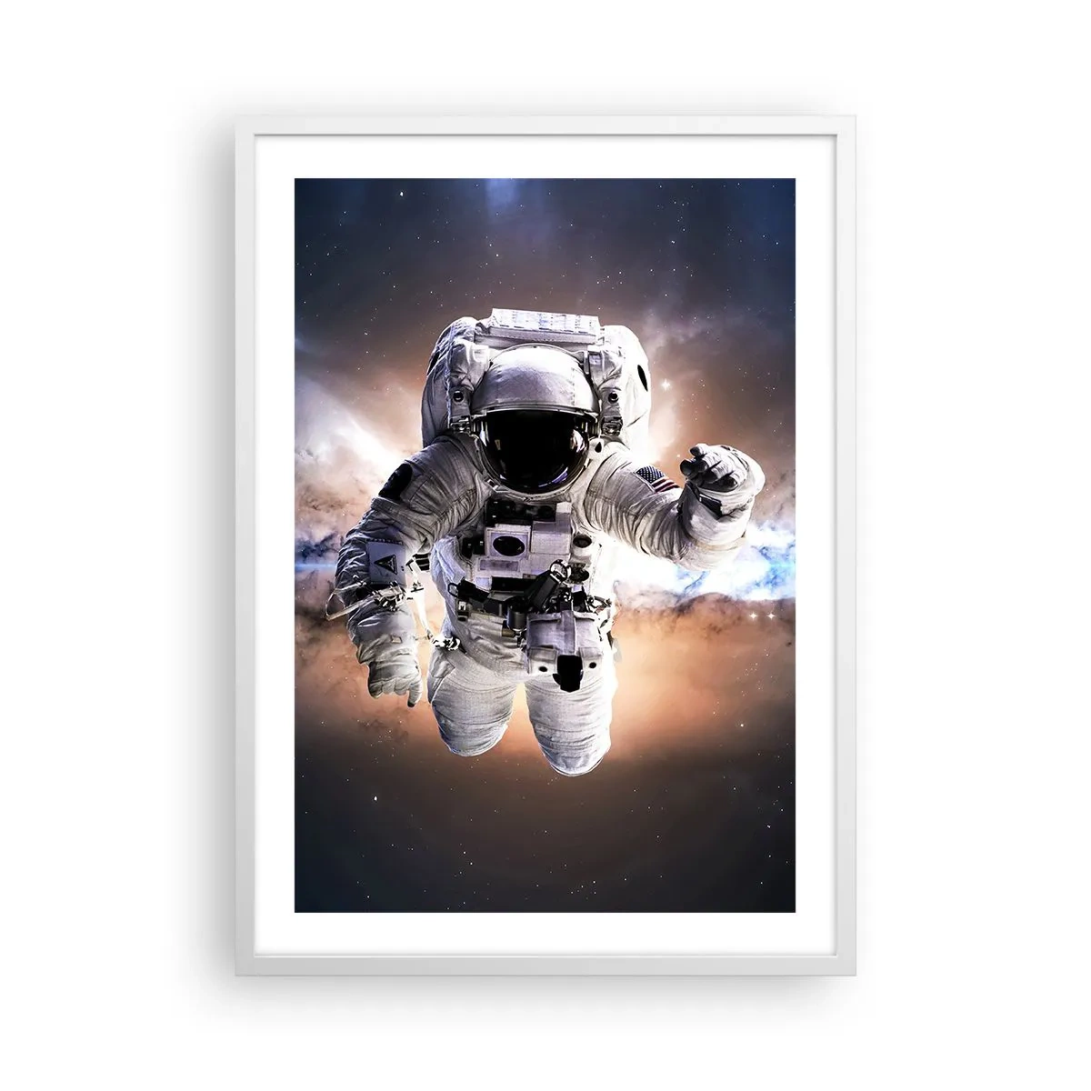 Affiche dans un cadre blanc - Poster - Salutations de l'espace - 50x70 cm