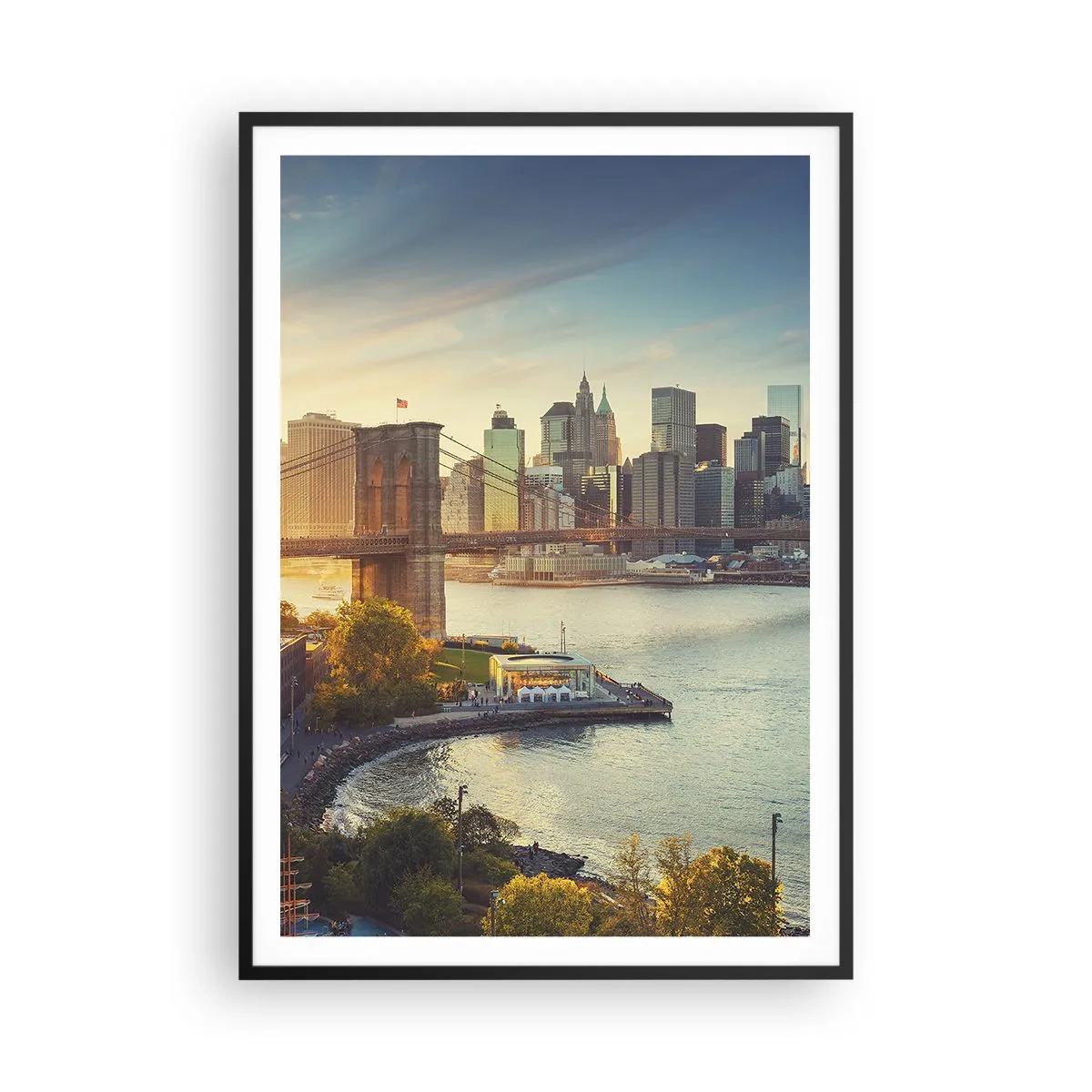 Affiche dans un cadre noir - Poster - L'aube de la grande ville - 70x100 cm