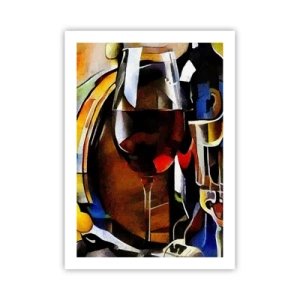 Affiche - Poster - Un verre de vin rouge rendu artistiquement - 50x70cm - Et le monde prend des couleurs - Décoration murale moderne pour le salon et la chambre ARTTOR