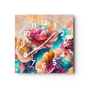 Horloge murale - Pendule murale - Splendeur colorée du bouquet - 40x40 cm