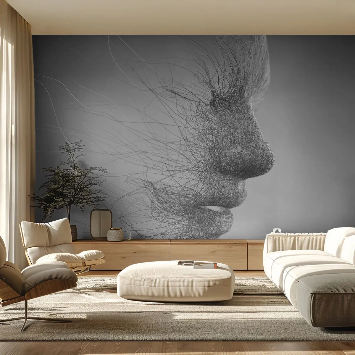 Papier Peint Photo Standard Eco - L'esprit du vent - Abstraction, Visage de femme, Graphique - 200x140 cm