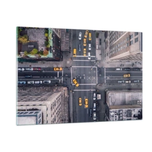 Impression sur verre - Image sur verre - Vue aérienne d'une intersection très fréquentée de la ville - 120x80cm - Un choix simple - Décoration murale moderne pour le salon et la chambre ARTTOR