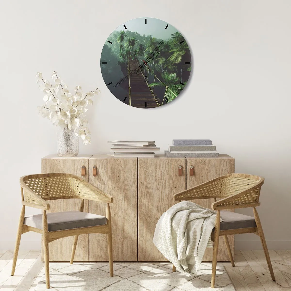 Horloge murale - Pendule murale - Au fil de la verdure - 40x40 cm