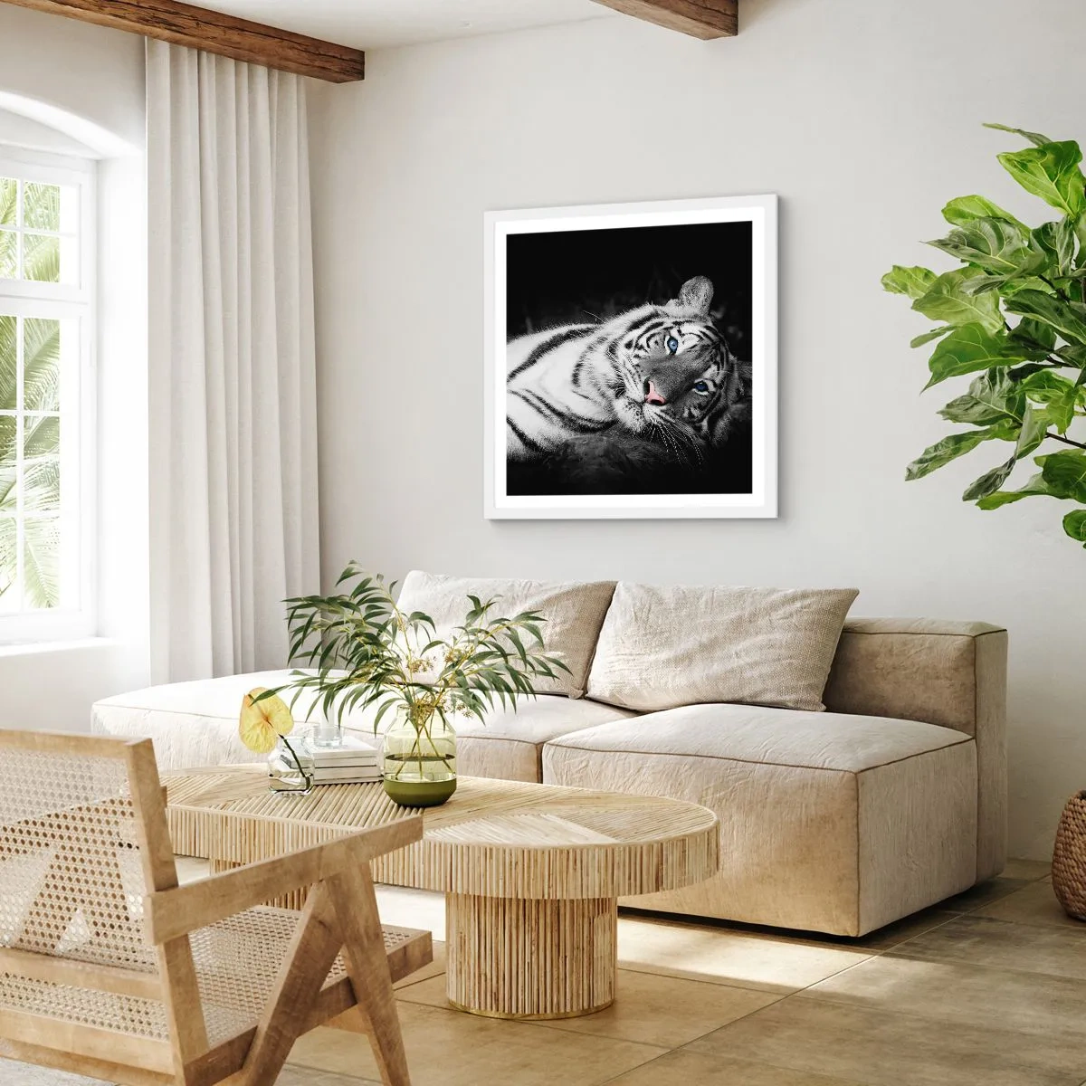 Affiche dans un cadre blanc - Poster - Sauvagerie et paix - 40x40 cm