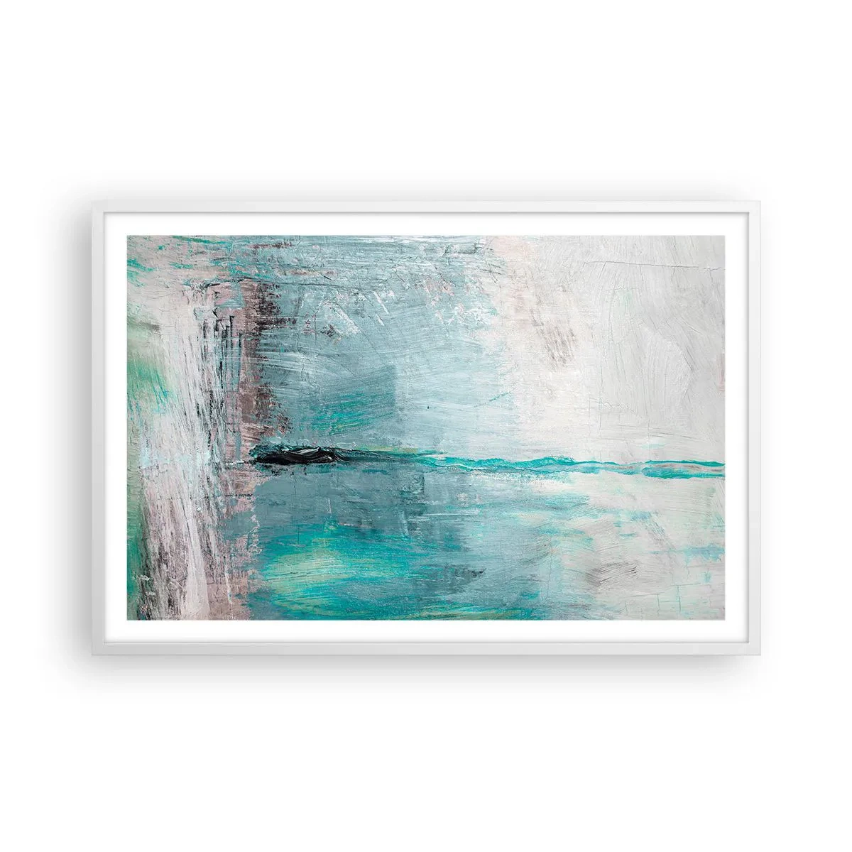 Affiche dans un cadre blanc - Poster - Horizontalement en bleu - 91x61 cm