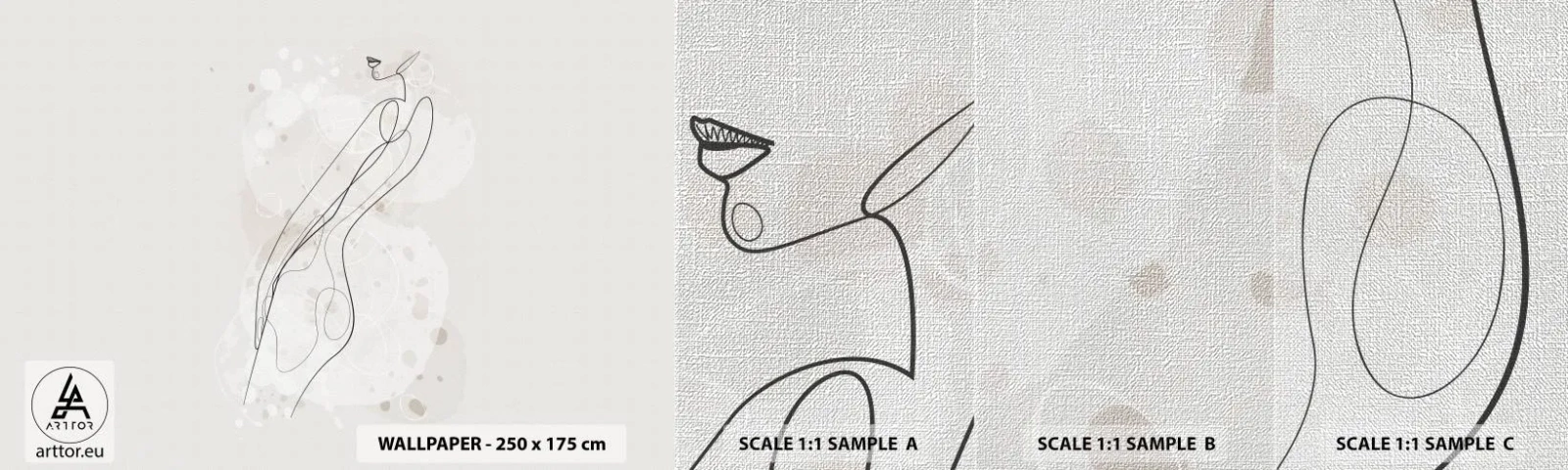 Échantillon de Papier Peint Premium Canvas - Trompe l'oeil - Graphique, Linéaire, Femmes - 100x30 cm