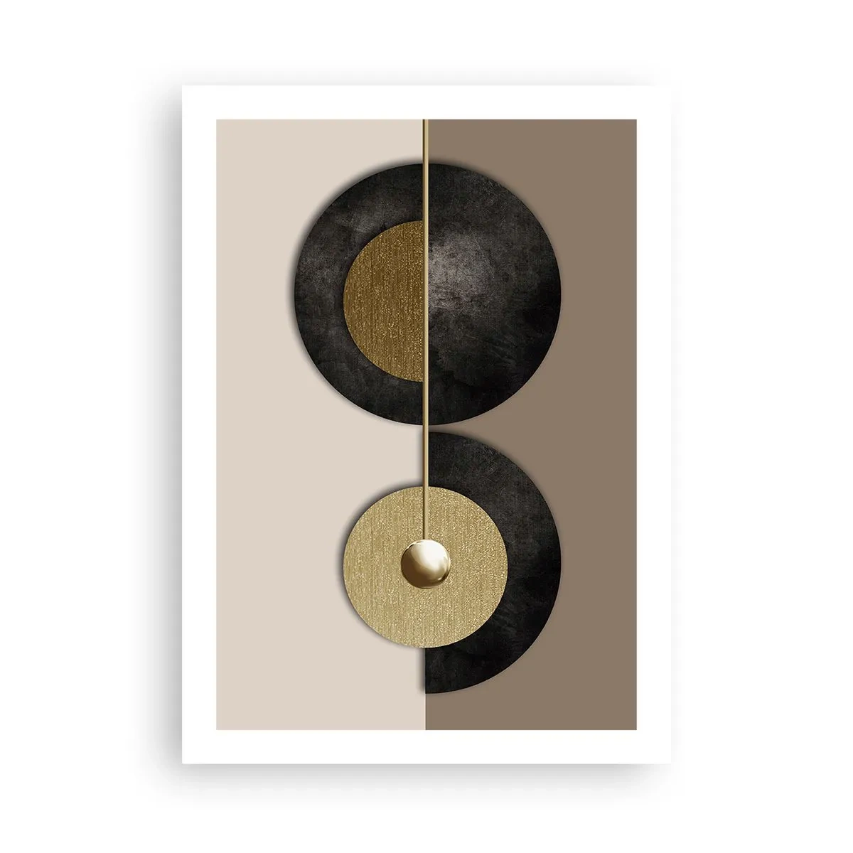 Affiche - Poster - Abstraction moderne avec des accents géométriques dorés - 50x70cm - Variations autour du cercle - Décoration murale moderne pour le salon et la chambre ARTTOR