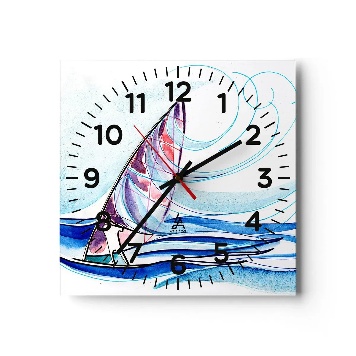 Horloge murale - Pendule murale - Avec le vent au rythme des vagues - 30x30 cm
