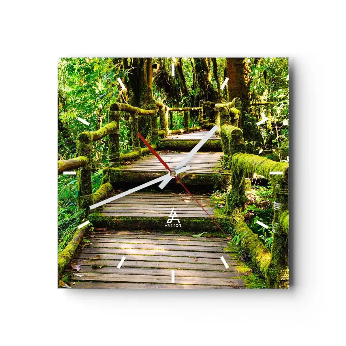 Horloge murale - Pendule murale - Un couloir de verdure - 40x40 cm