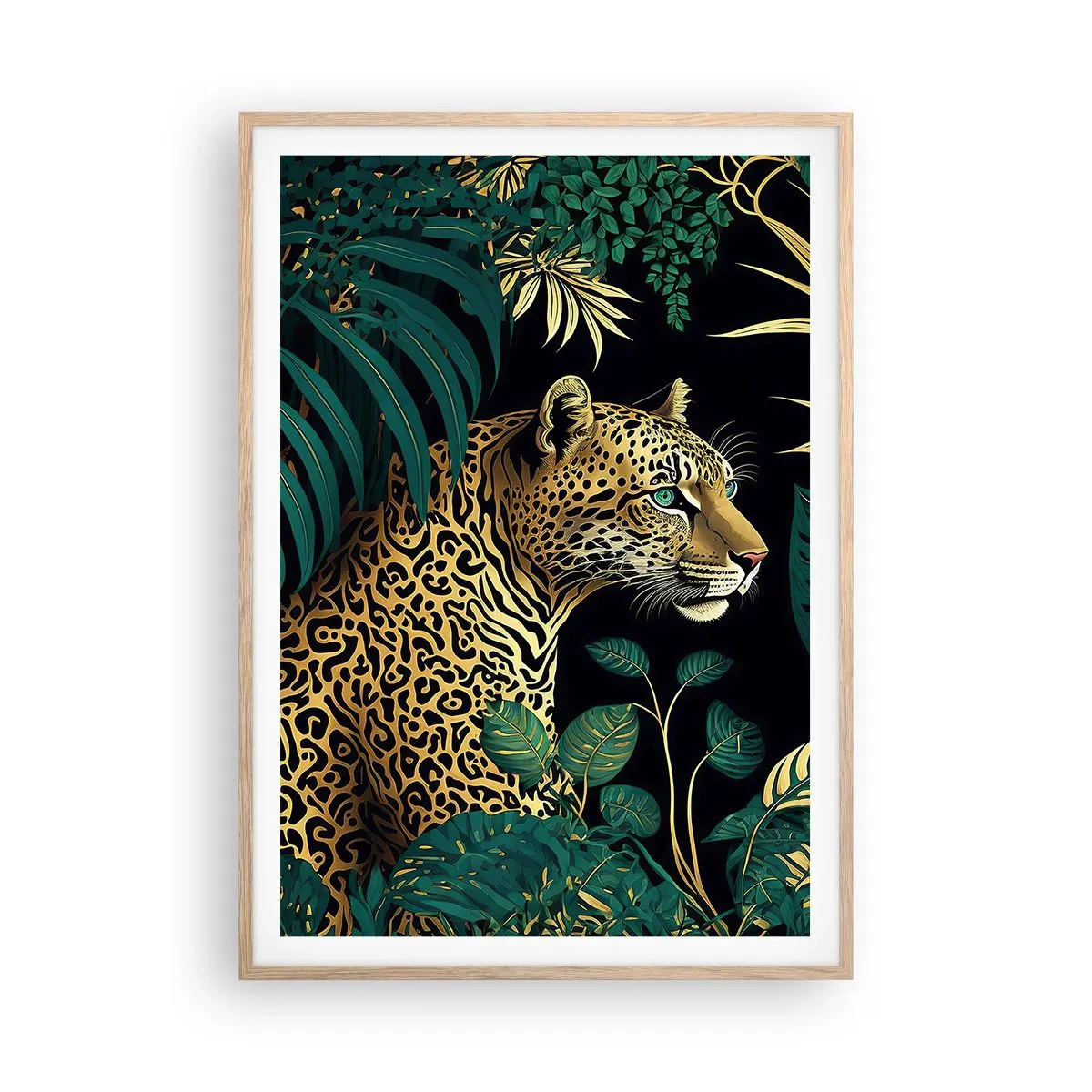 Affiche dans un chêne clair - Poster - Un hôte dans la jungle - 70x100 cm