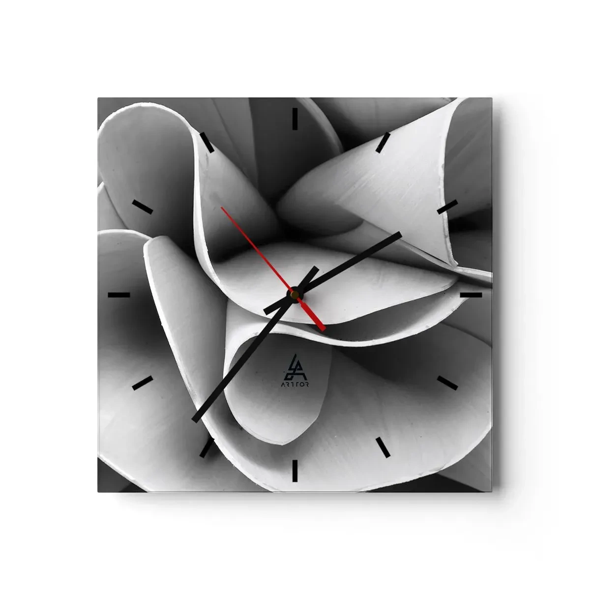 Horloge murale - Pendule murale - Détails en noir et blanc de formes abstraites - 30x30cm - Il s'en passe dans l'espace - Décoration murale moderne pour le salon et la chambre ARTTOR