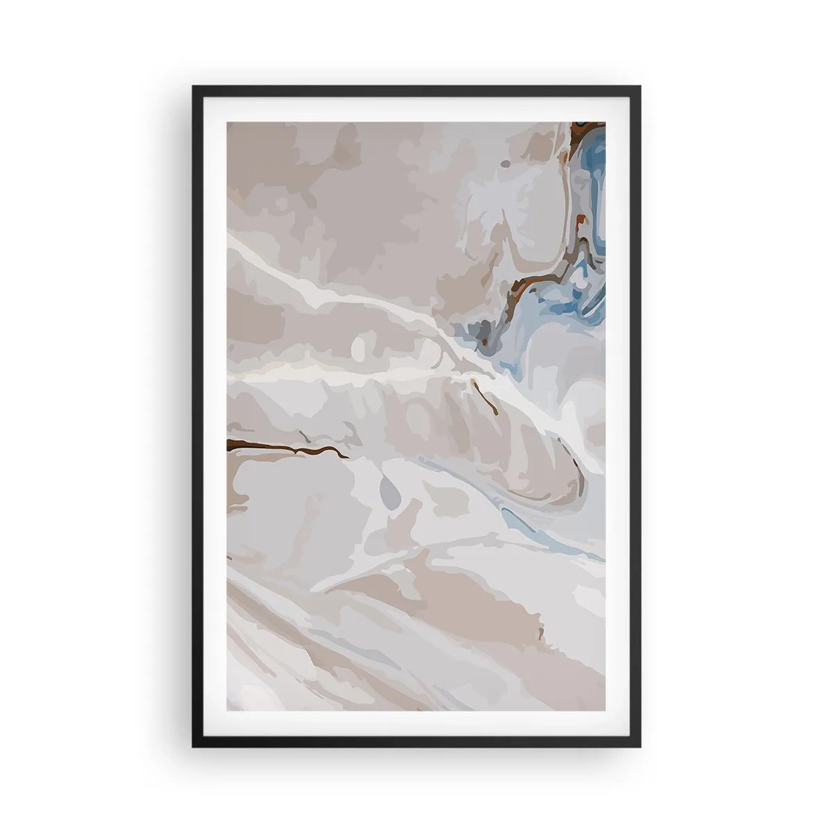 Affiche dans un cadre noir - Poster - Le bleu serpente sous le blanc - 61x91 cm