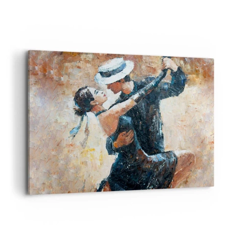 Impression sur toile - Image sur toile - Un couple dansant le tango dans un style romantique et élégant - 100x70cm - À la Rudolf Valentino - Décoration murale moderne pour le salon et la chambre ARTTOR