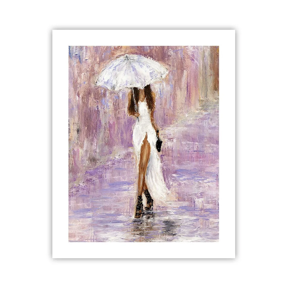 Affiche - Poster - Sous la pluie lilas - 40x50 cm