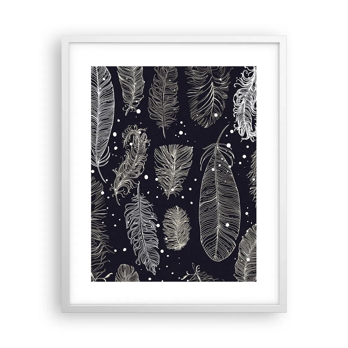 Affiche dans un cadre blanc - Poster - Toile de plumes - 40x50 cm