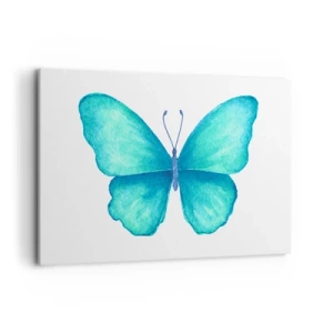 Impression sur toile - Image sur toile - Papillon bleu en style aquarelle sur fond blanc - 120x80cm - Nature turquoise - Décoration murale moderne pour le salon et la chambre ARTTOR